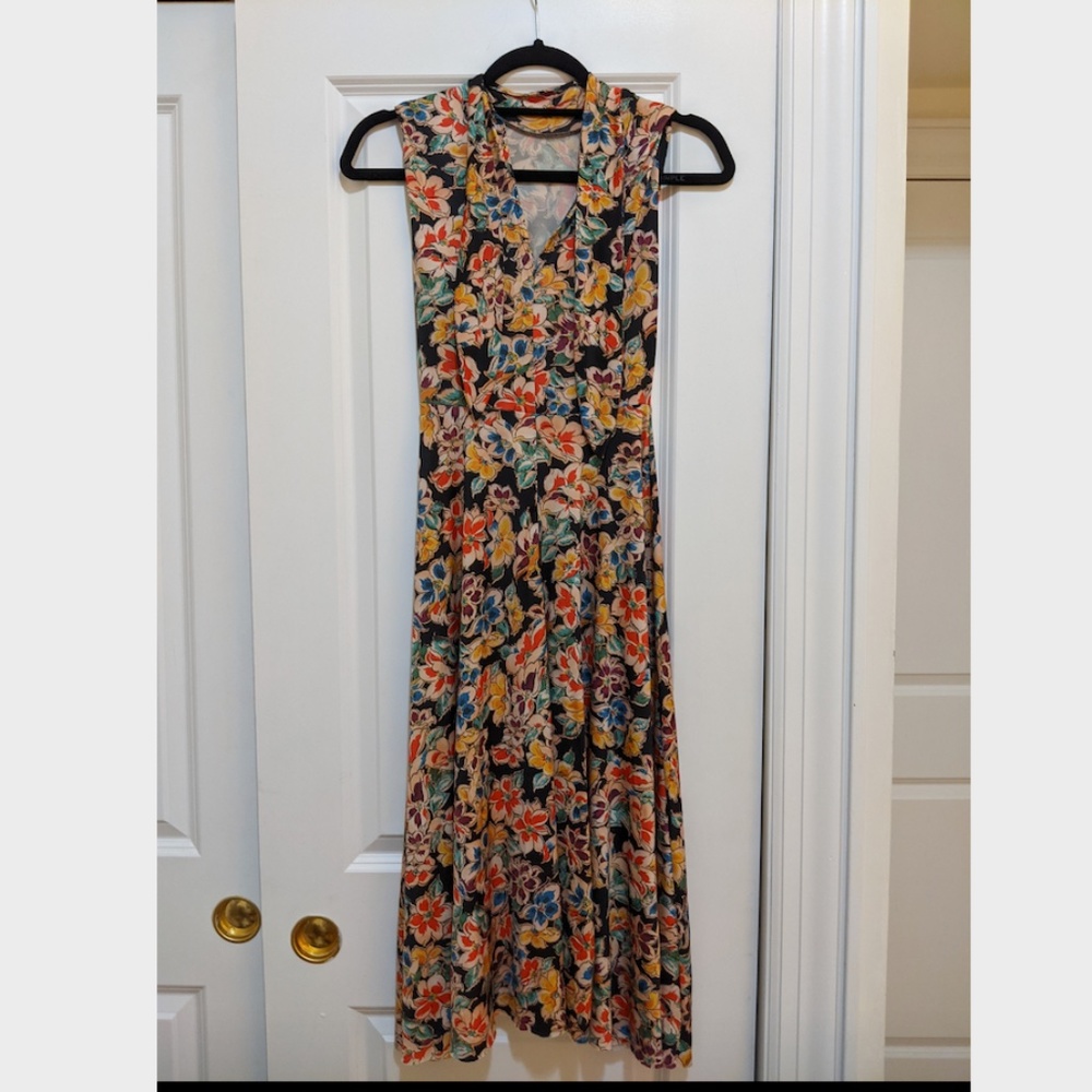 zara high neck floral midi dress